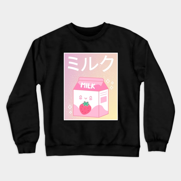 Japanese Aesthetics Kawaii Strawberry Milk Shake Crewneck Sweatshirt by Luluca Shirts